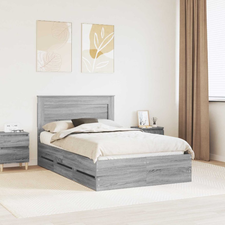 vidaXL Bettrahmen mit Schubladen Weiß 200 x 200 cm Ingenieurs Holz