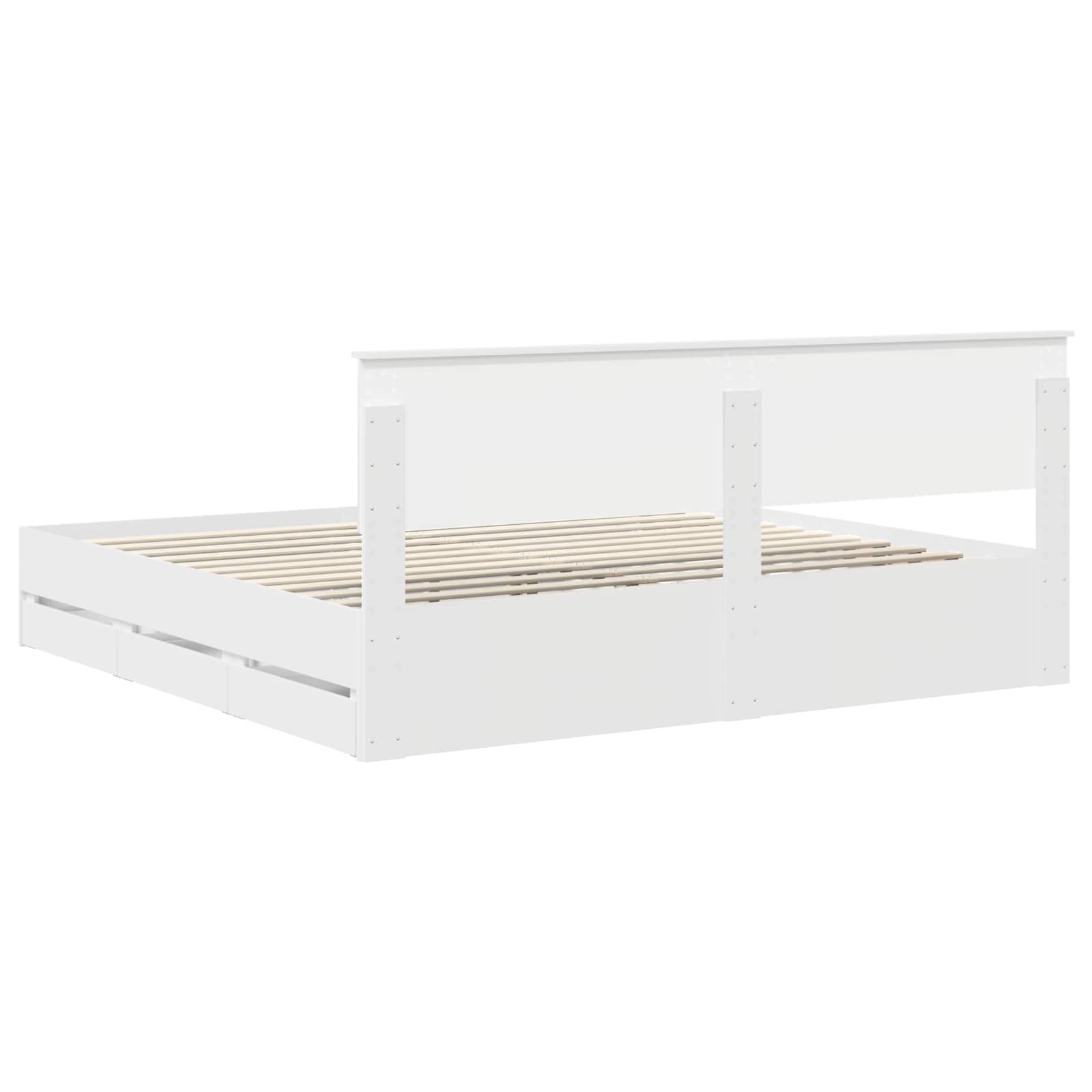 vidaXL Bettrahmen mit Schubladen Weiß 200 x 200 cm Ingenieurs Holz