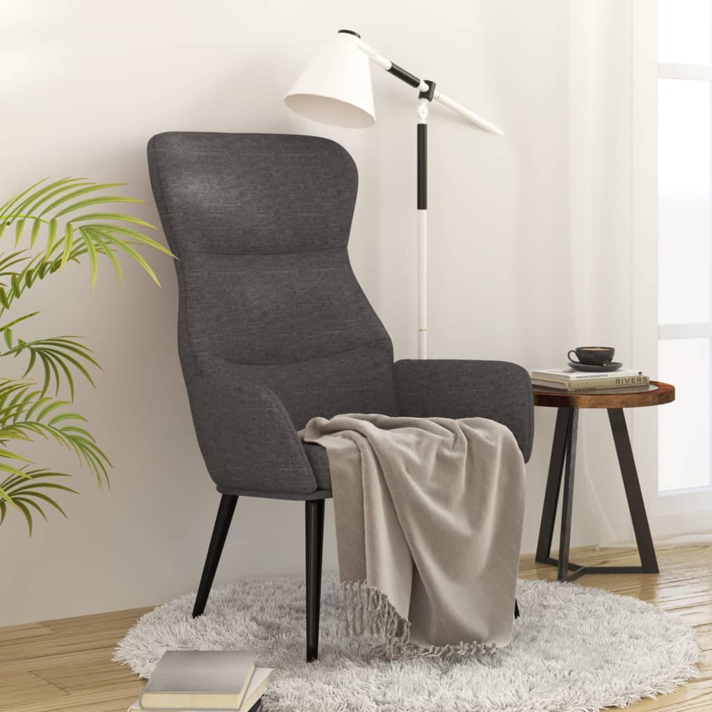Relaxsessel mit Hocker Schwarz Stoff