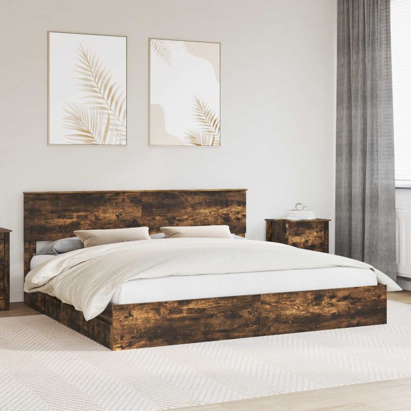 vidaXL Aufbewahrungsbett mit Kopfteil Weiß 200 x 200 cm Holzwerkstoff