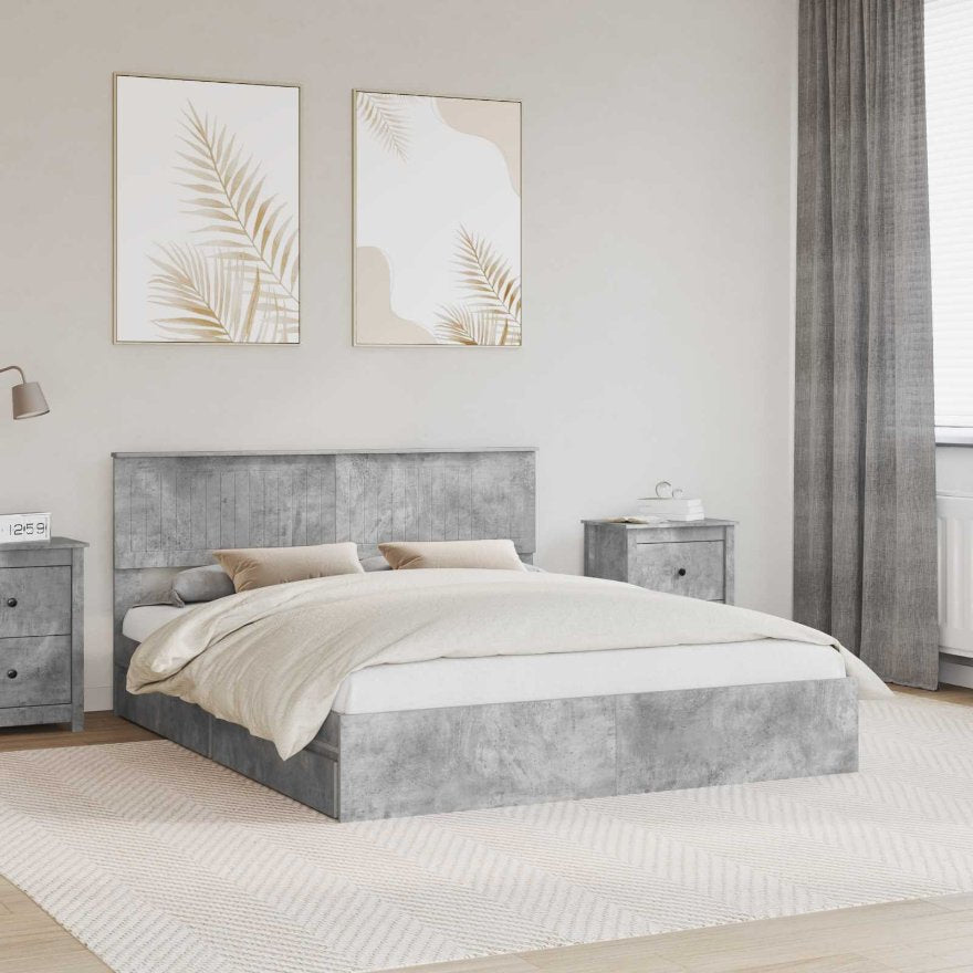 vidaXL Aufbewahrungsbett mit Kopfteil Weiß 200 x 200 cm Holzwerkstoff