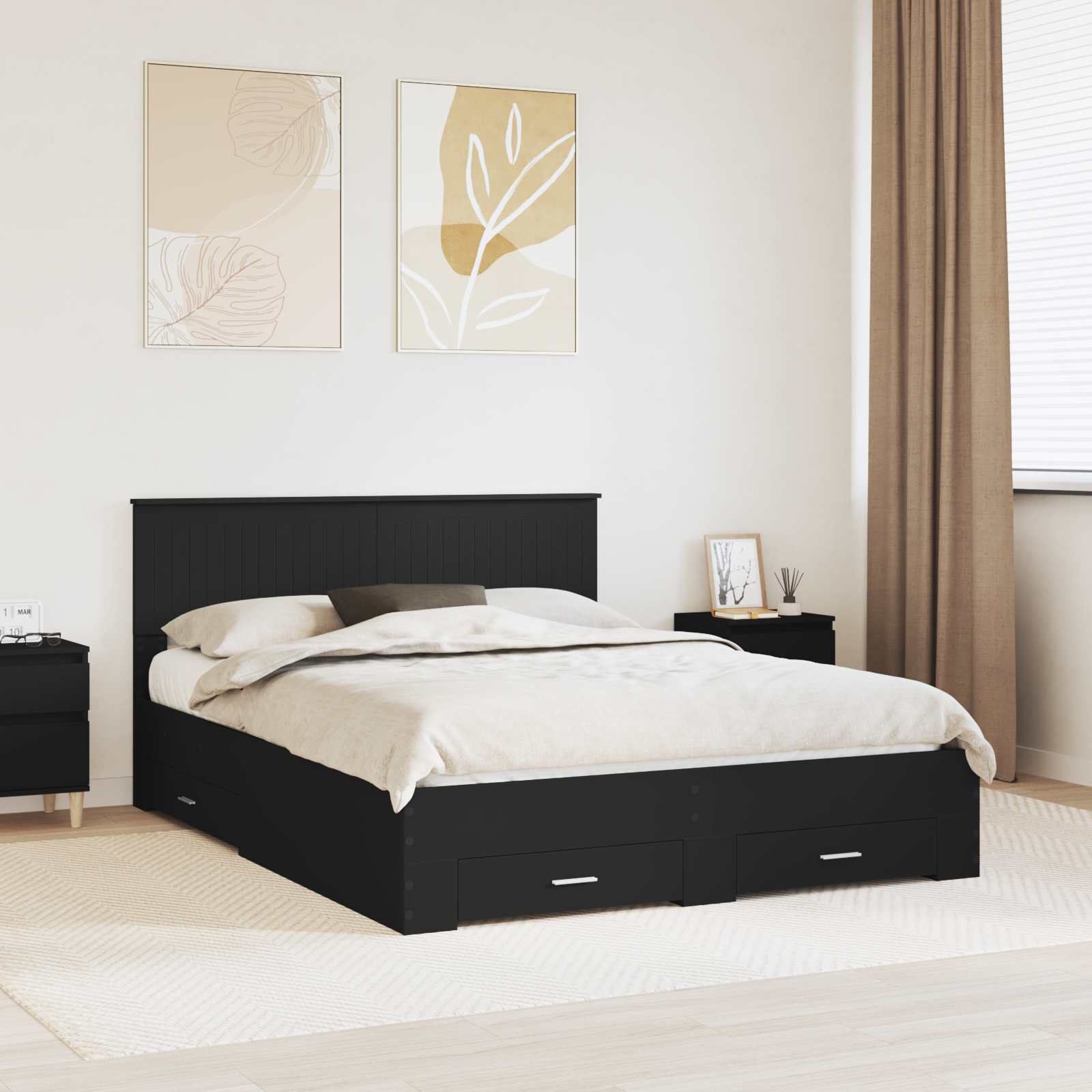 vidaXL Bettrahmen mit Kopfteil Weiß 200 x 200 cm Holzwerkstoff