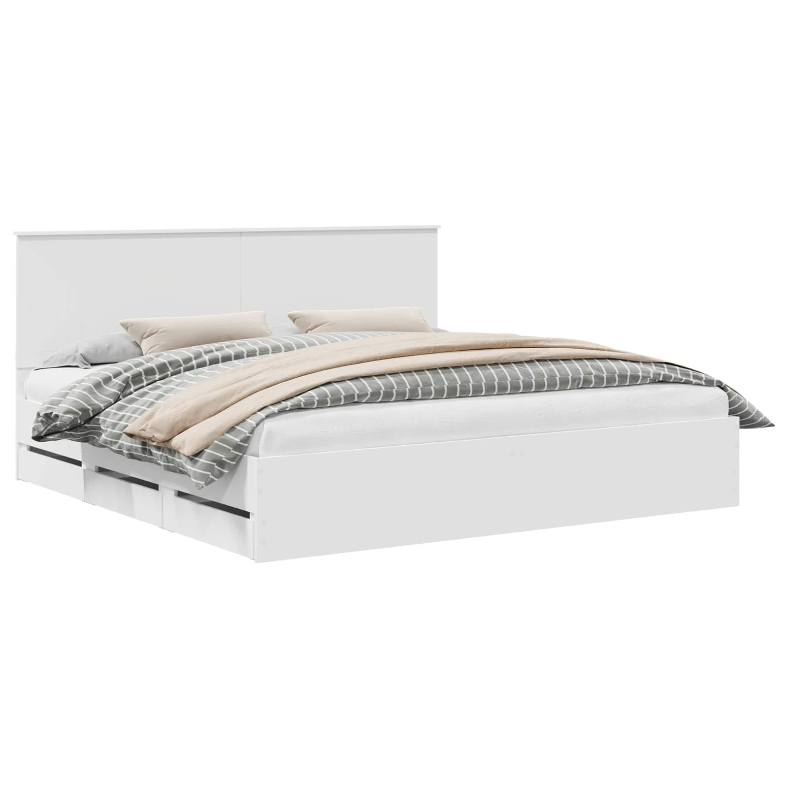 vidaXL Bettrahmen mit Schubladen Weiß 200 x 200 cm Ingenieurs Holz