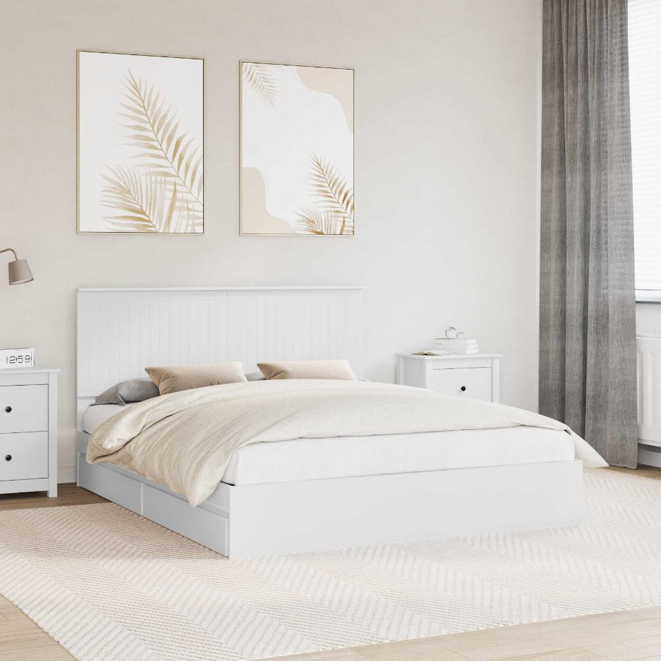 vidaXL Aufbewahrungsbett mit Kopfteil Weiß 200 x 200 cm Holzwerkstoff