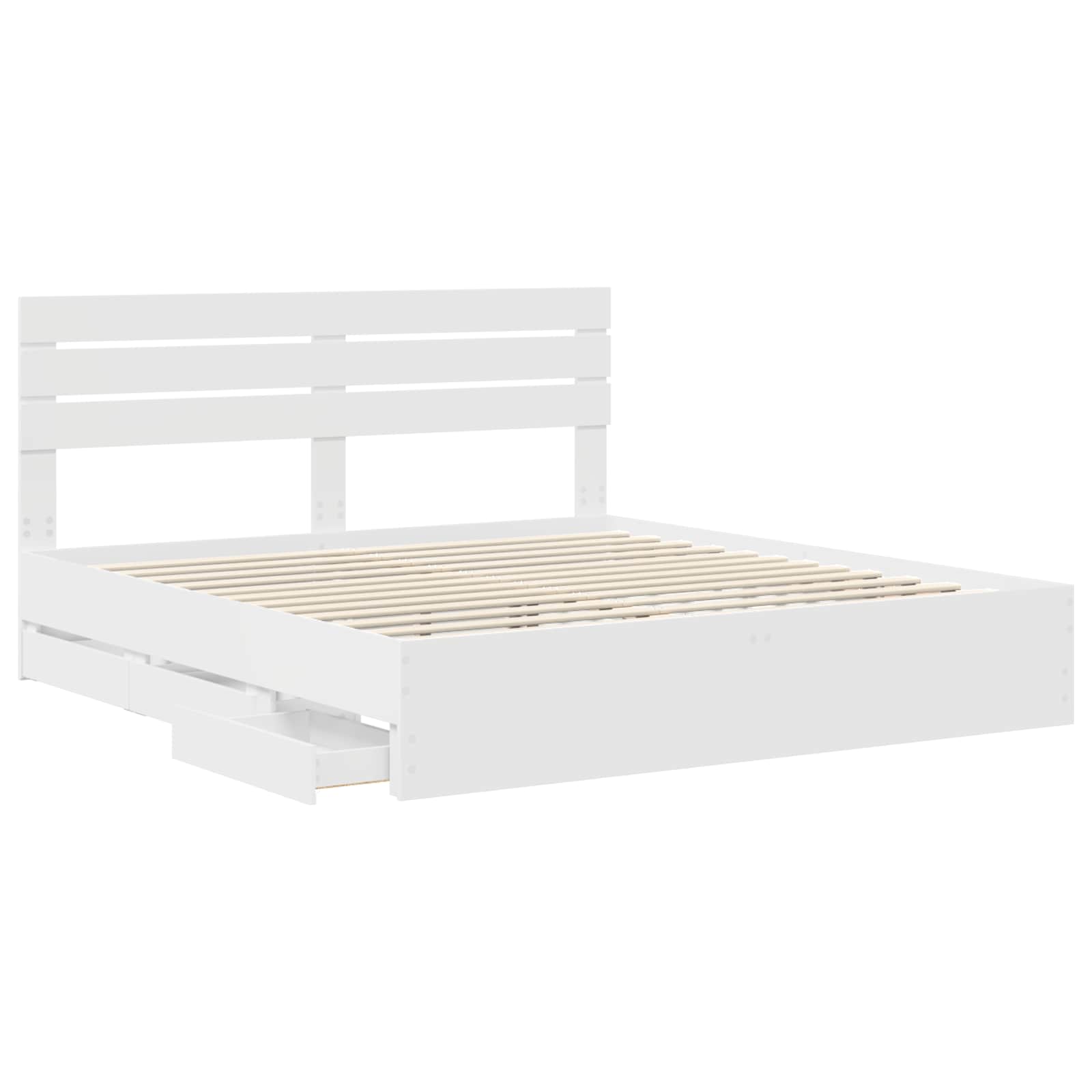vidaXL Bettrahmen mit Schubladen Weiß 200 x 200 cm Ingenieurs Holz