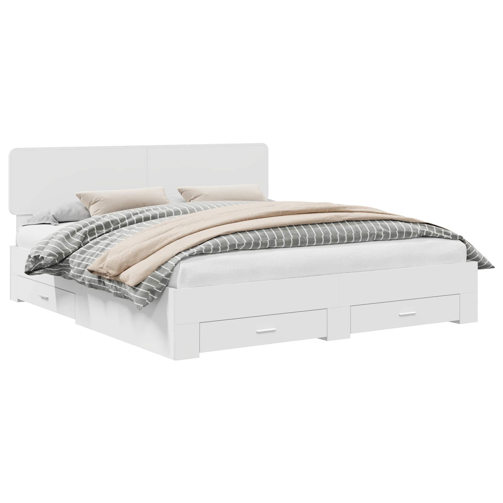 vidaXL Bettrahmen mit Kopfteil Weiß 200 x 200 cm Holzwerkstoff