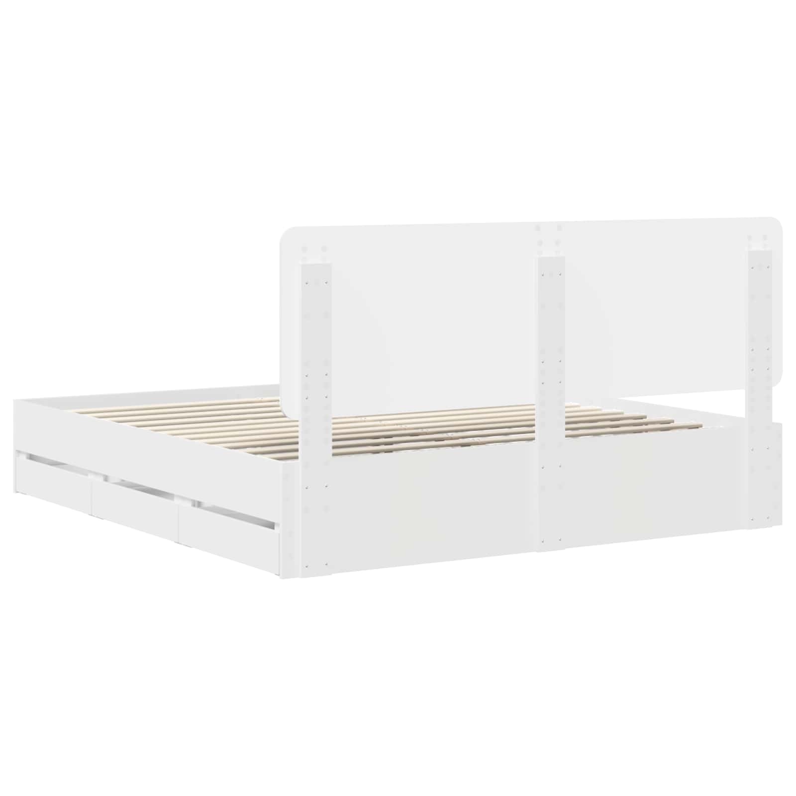 vidaXL Bettrahmen mit Schubladen Weiß 200 x 200 cm Ingenieurs Holz