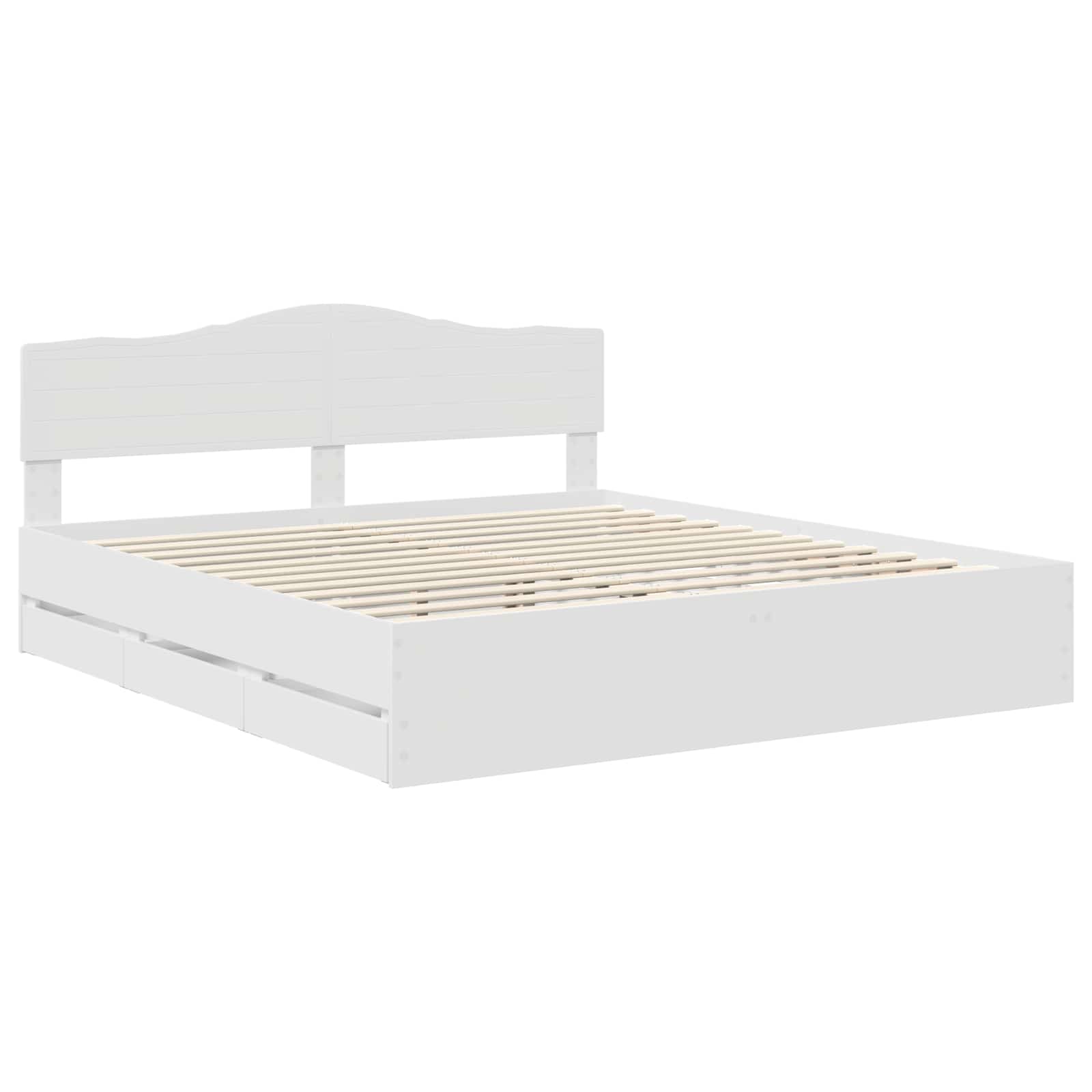 vidaXL Bettrahmen mit Schubladen Weiß 200 x 200 cm Ingenieurs Holz