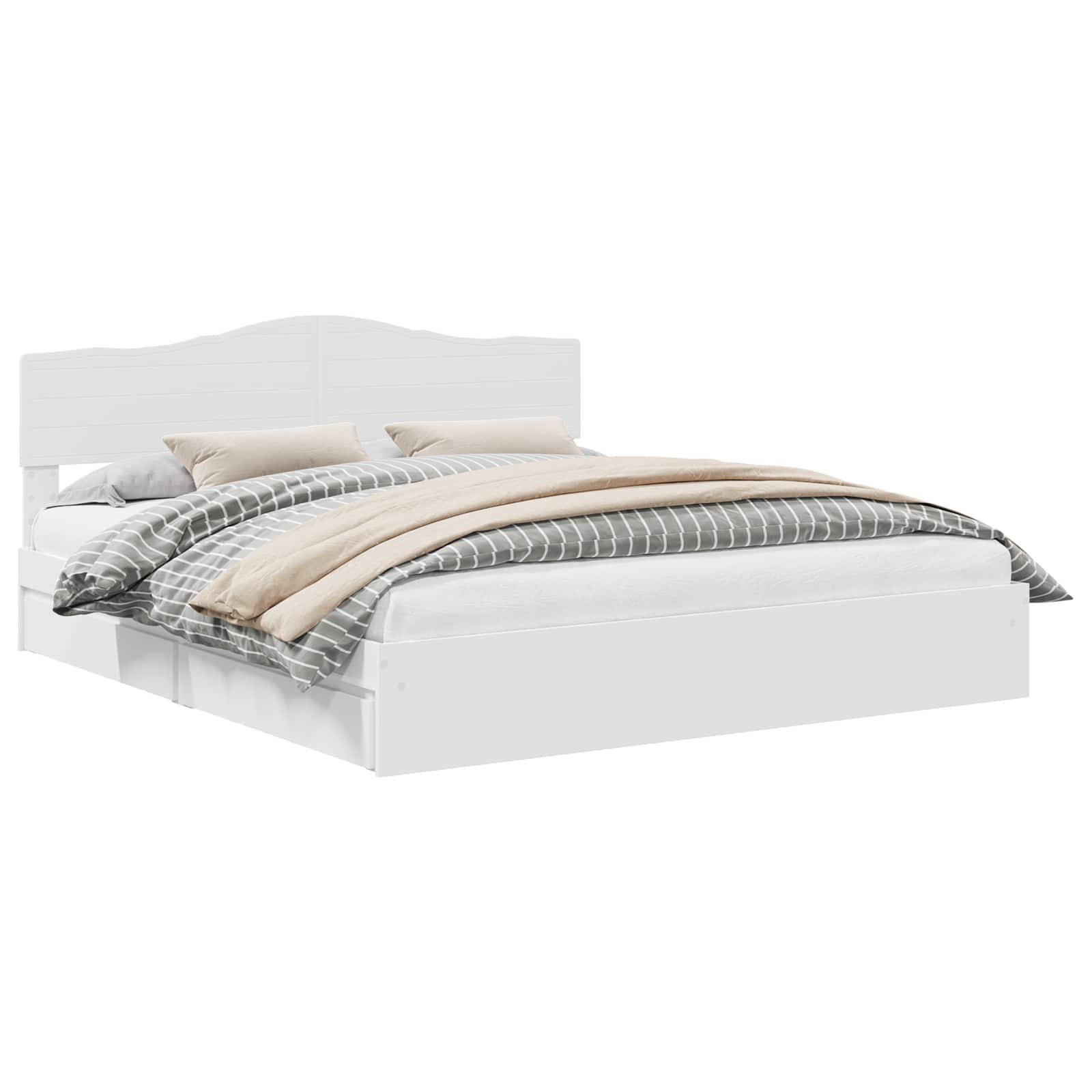 vidaXL Aufbewahrungsbett mit Kopfteil Weiß 200 x 200 cm Holzwerkstoff