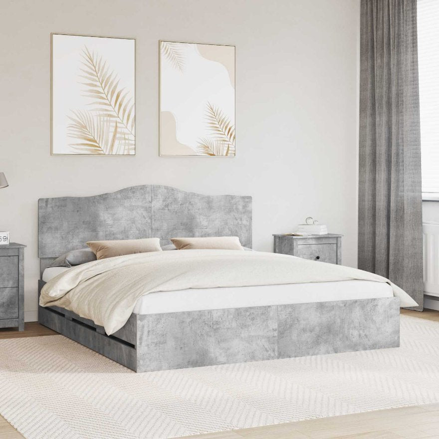 vidaXL Bettrahmen mit Schubladen Weiß 200 x 200 cm Ingenieurs Holz