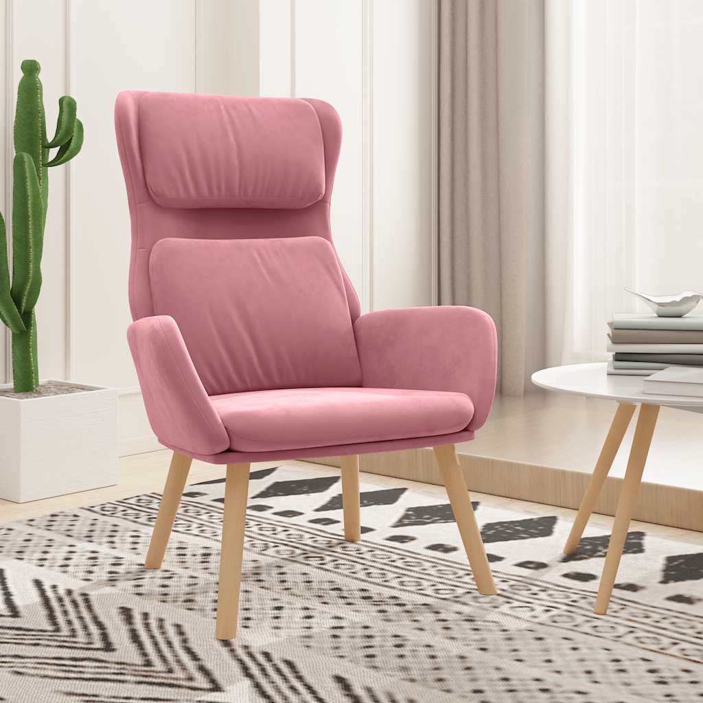 vidaXL Relaxsessel mit Hocker Rosa Samt