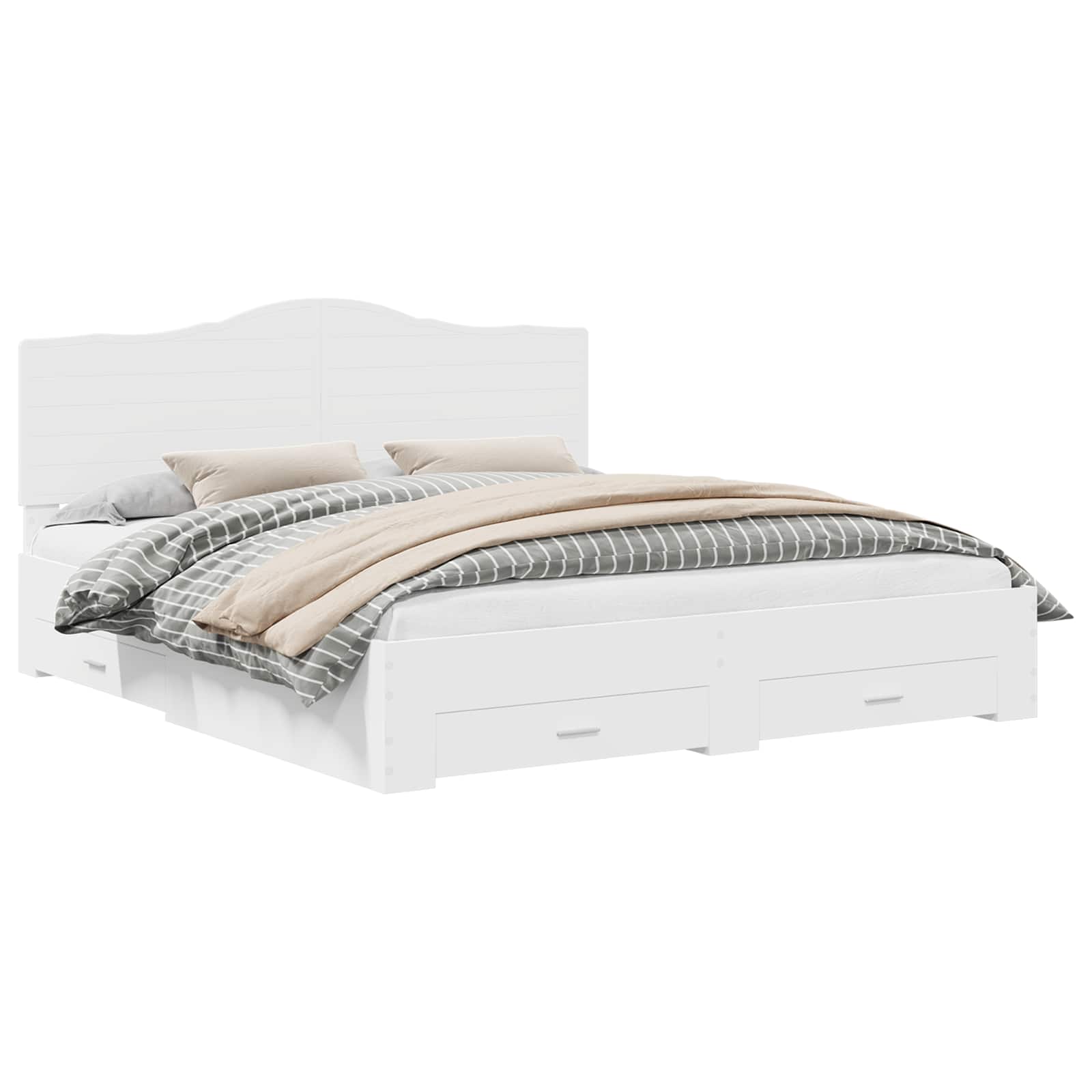 vidaXL Bettrahmen mit Kopfteil Weiß 200 x 200 cm Holzwerkstoff