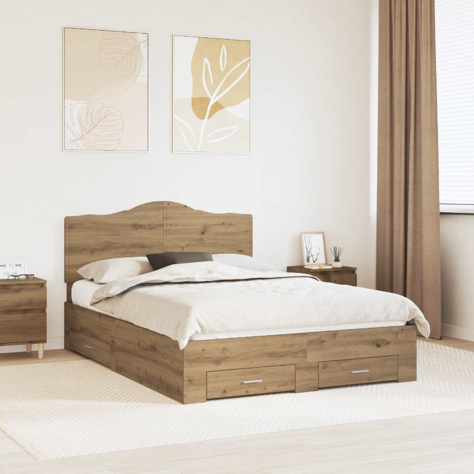 vidaXL Bettrahmen mit Kopfteil Weiß 200 x 200 cm Holzwerkstoff