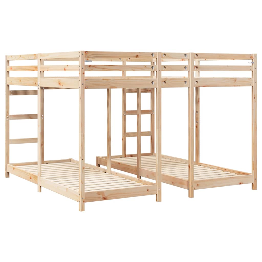 vidaXL Dreifach Etagenbettrahmen Natur 80 / 200 x 200 cm