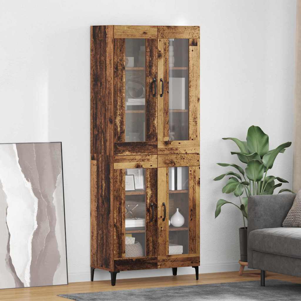 vidaXL Highboard Wandmontiert Altholz 69,5 x 34 x 180 cm Holzwerkstoff