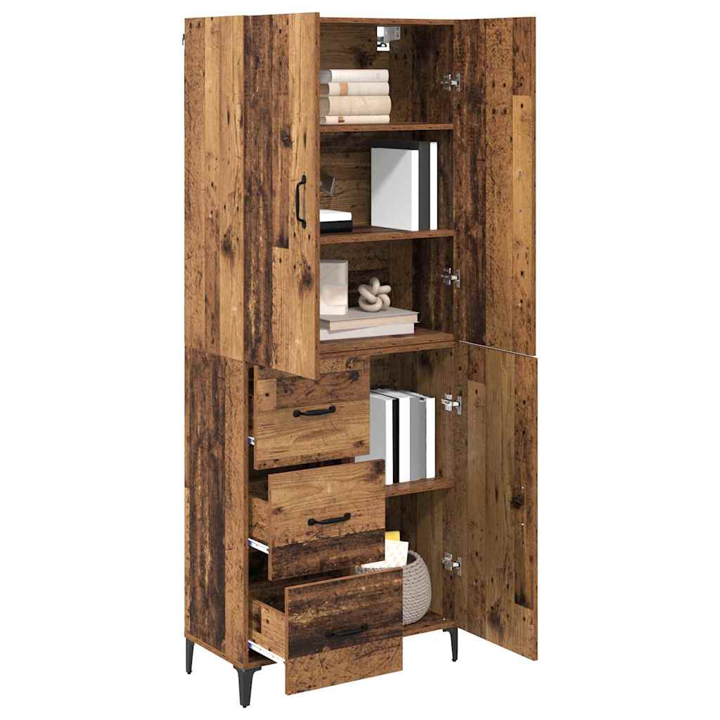 vidaXL Highboard Wandmontiert Altholz 69,5 x 34 x 180 cm Holzwerkstoff