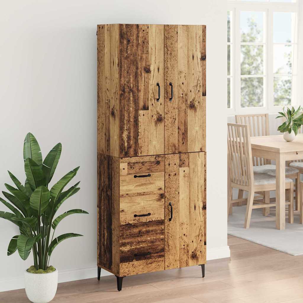 vidaXL Highboard Wandmontiert Altholz 69,5 x 34 x 180 cm Holzwerkstoff