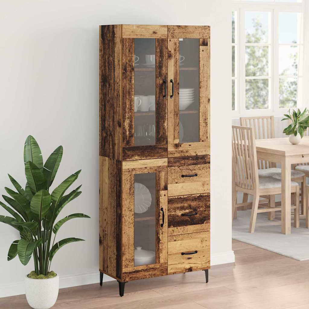 vidaXL Highboard Wandmontiert Altholz 69,5 x 34 x 180 cm Holzwerkstoff