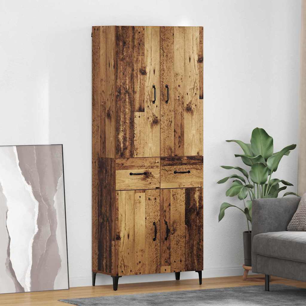 vidaXL Highboard Wandmontiert Altholz 69,5 x 34 x 180 cm Holzwerkstoff