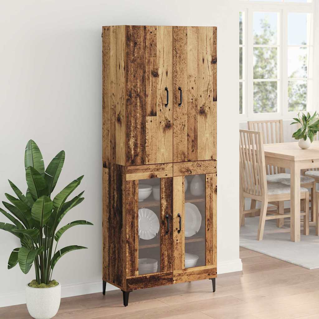 vidaXL Highboard Wandmontiert Altholz 69,5 x 34 x 180 cm Holzwerkstoff