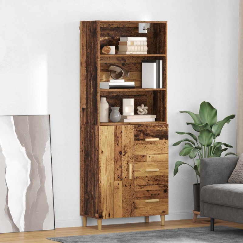 vidaXL Highboard Altholz 69,5 x 32,5 x 180 cm Holzwerkstoff