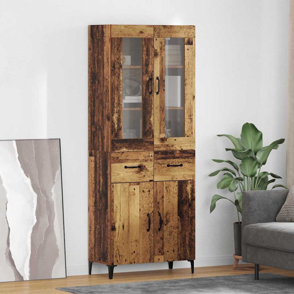 vidaXL Highboard Wandmontiert Altholz 69,5 x 34 x 180 cm Holzwerkstoff