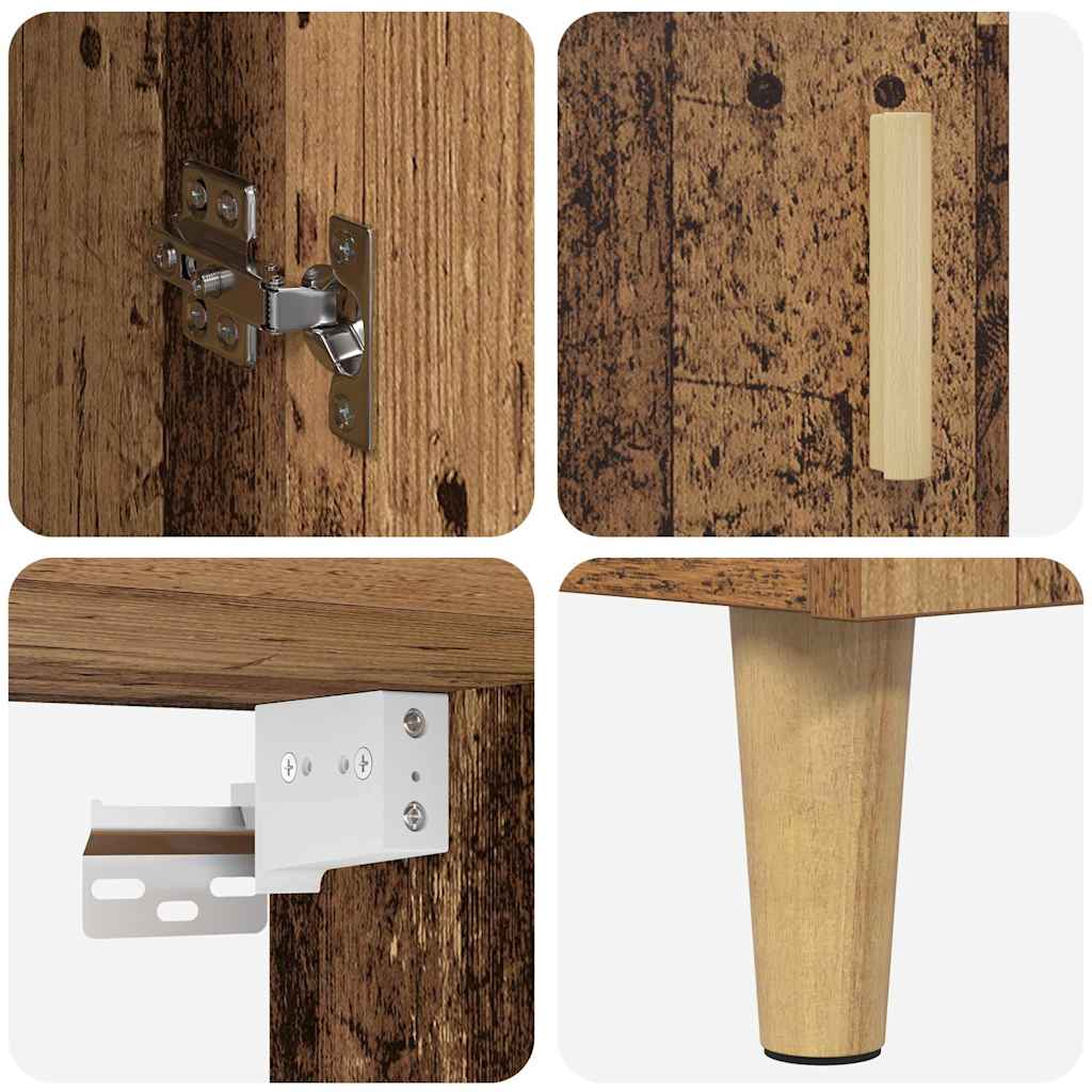 vidaXL Highboard Altholz 69,5 x 34 x 180 cm Engineered Wood und Glas