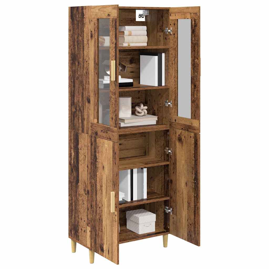 vidaXL Highboard Altholz 69,5 x 34 x 180 cm Engineered Wood und Glas