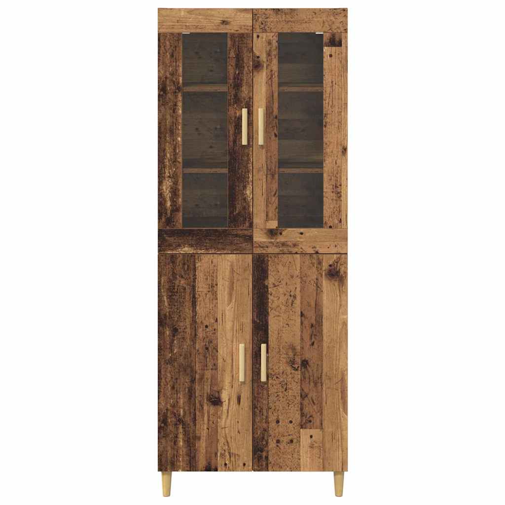 vidaXL Highboard Altholz 69,5 x 34 x 180 cm Engineered Wood und Glas