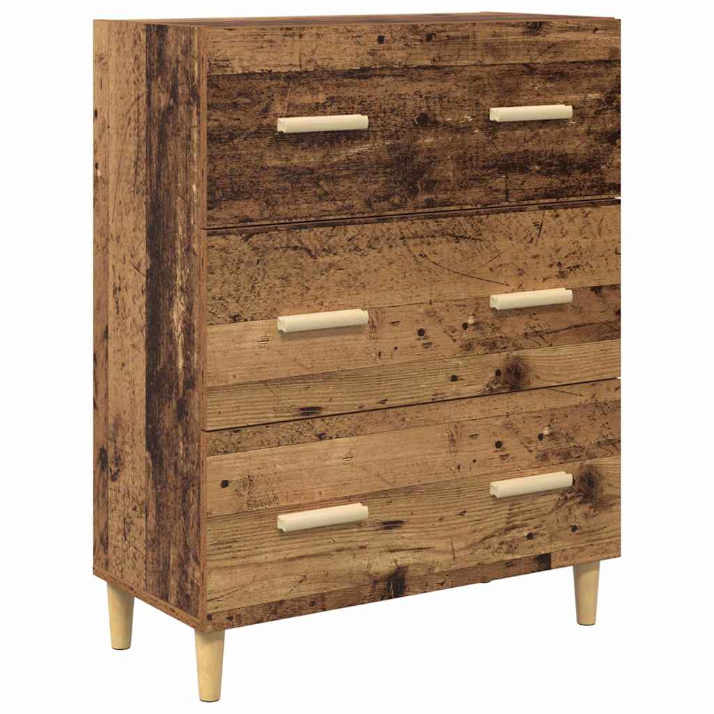 vidaXL Highboard Altholz 69,5 x 34 x 180 cm Engineered Wood und Glas