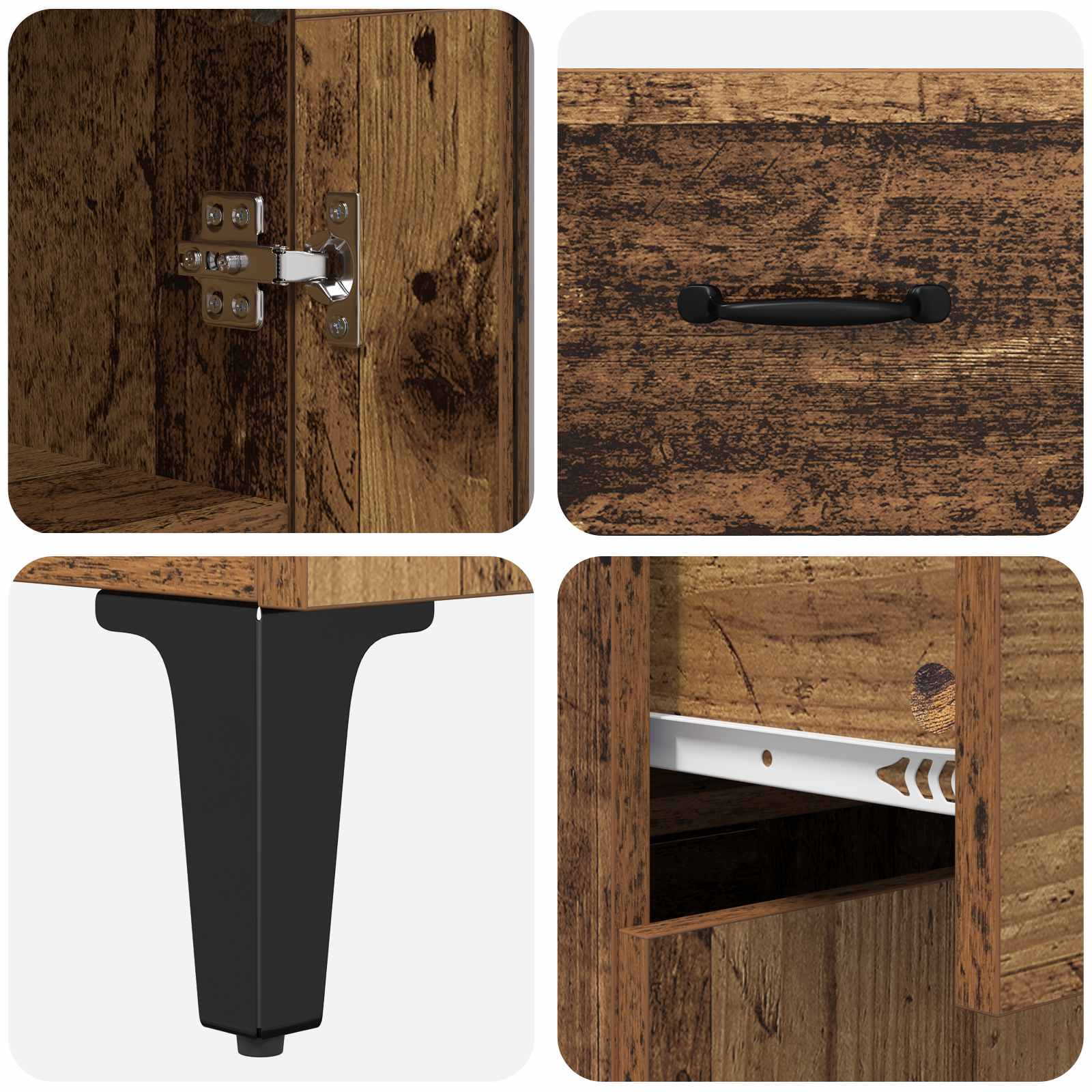 vidaXL Highboard Wandmontiert Altholz 69,5 x 34 x 180 cm Holzwerkstoff