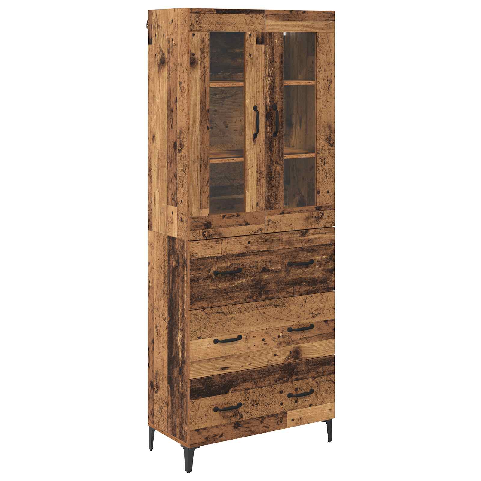 vidaXL Highboard Wandmontiert Altholz 69,5 x 34 x 180 cm Holzwerkstoff