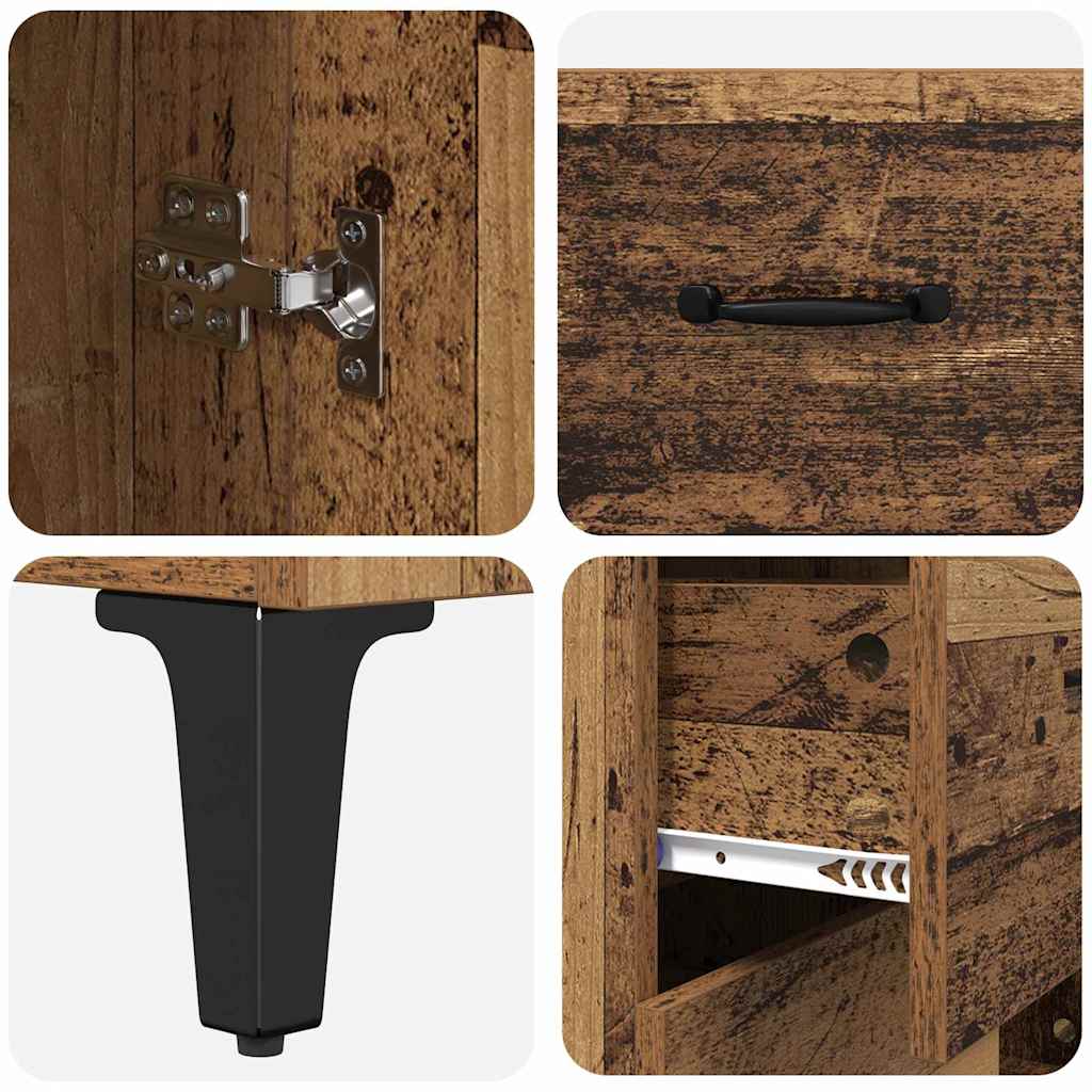 vidaXL Highboard Wandmontiert Altholz 69,5 x 34 x 180 cm Holzwerkstoff