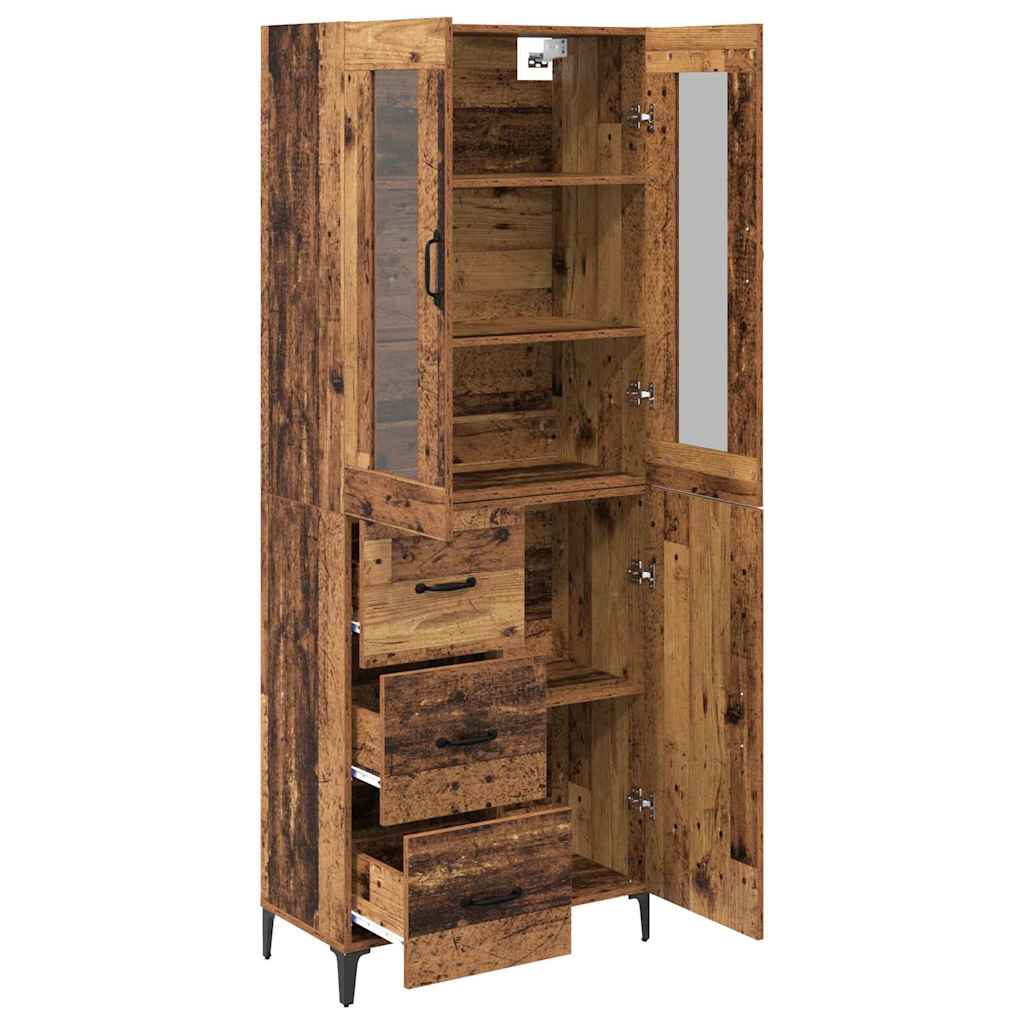 vidaXL Highboard Wandmontiert Altholz 69,5 x 34 x 180 cm Holzwerkstoff