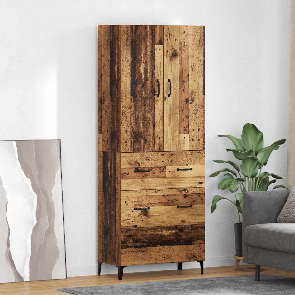 vidaXL Highboard Wandmontiert Altholz 69,5 x 34 x 180 cm Holzwerkstoff