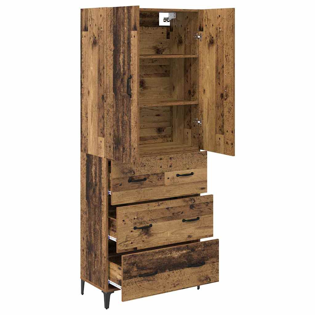 vidaXL Highboard Wandmontiert Altholz 69,5 x 34 x 180 cm Holzwerkstoff