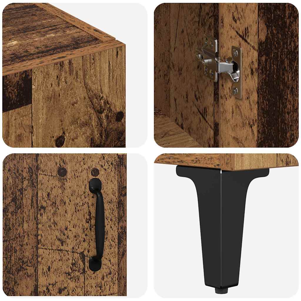 vidaXL Highboard Wandmontiert Altholz 69,5 x 34 x 180 cm Holzwerkstoff