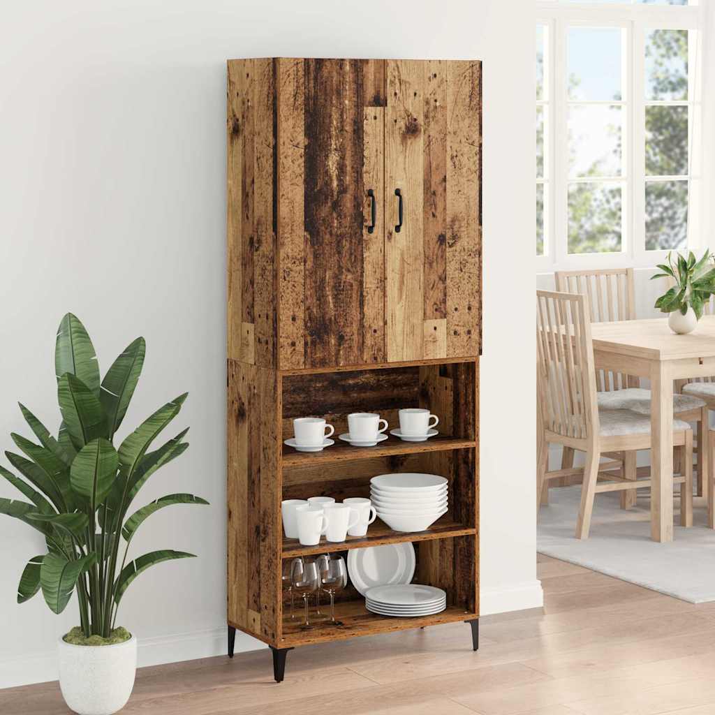 vidaXL Highboard Wandmontiert Altholz 69,5 x 34 x 180 cm Holzwerkstoff