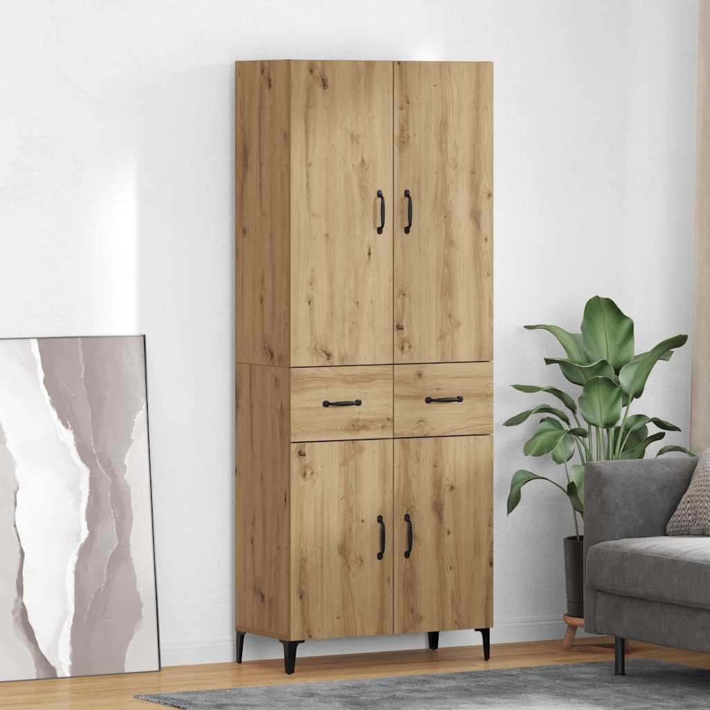 vidaXL Highboard Wandmontiert Altholz 69,5 x 34 x 180 cm Holzwerkstoff
