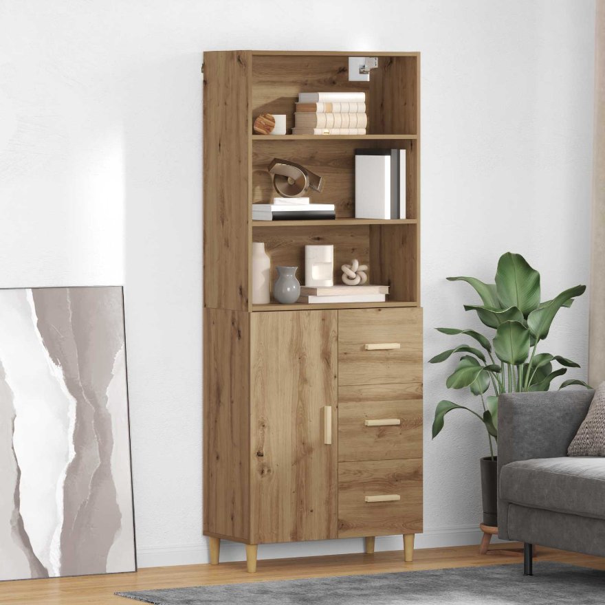 vidaXL Highboard Altholz 69,5 x 32,5 x 180 cm Holzwerkstoff