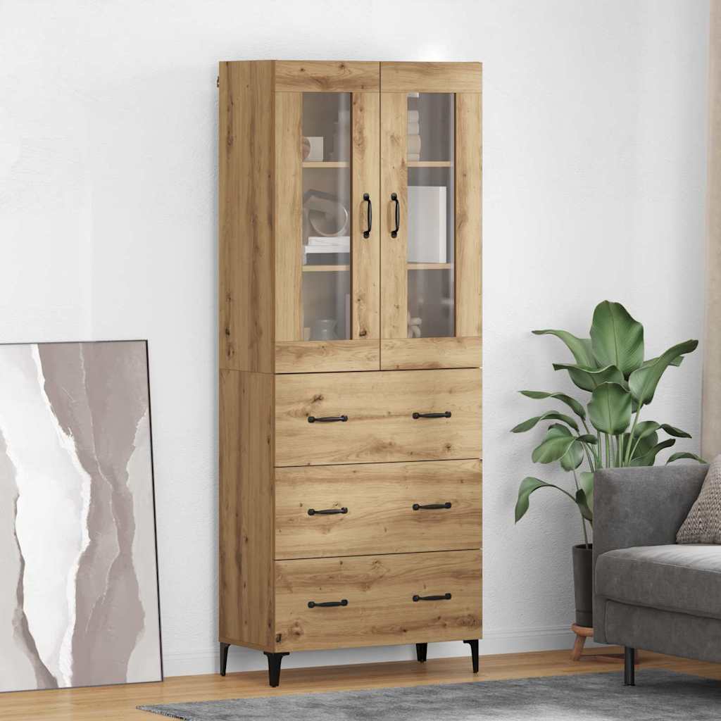 vidaXL Highboard Wandmontiert Altholz 69,5 x 34 x 180 cm Holzwerkstoff