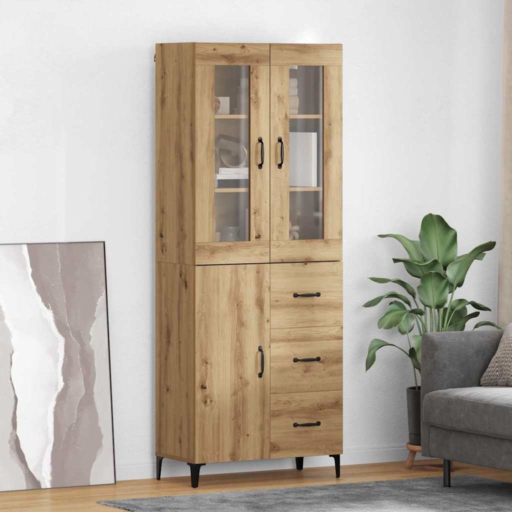 vidaXL Highboard Wandmontiert Altholz 69,5 x 34 x 180 cm Holzwerkstoff