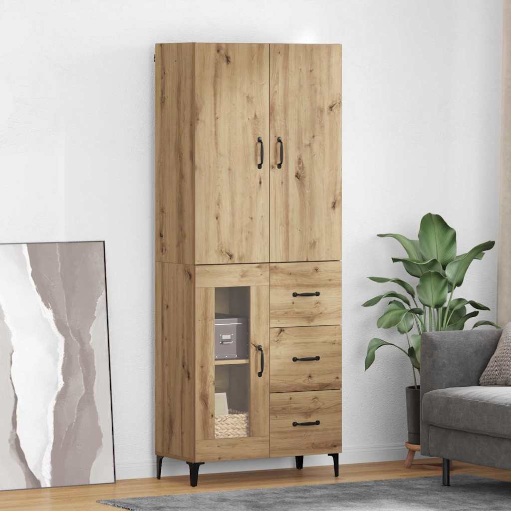 Highboard Wandmontiert Altholz 69,5 x 34 x 180 cm Holzwerkstoff