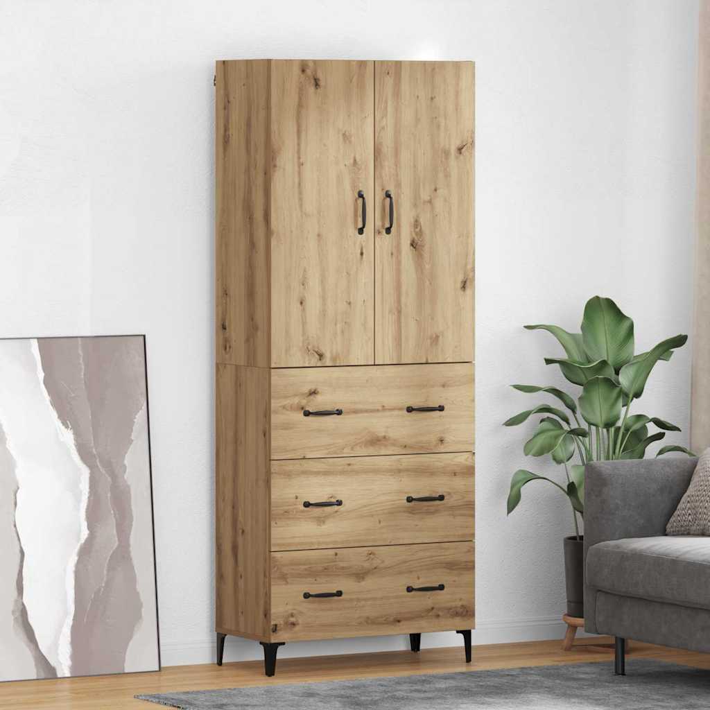 vidaXL Highboard Wandmontiert Altholz 69,5 x 34 x 180 cm Holzwerkstoff