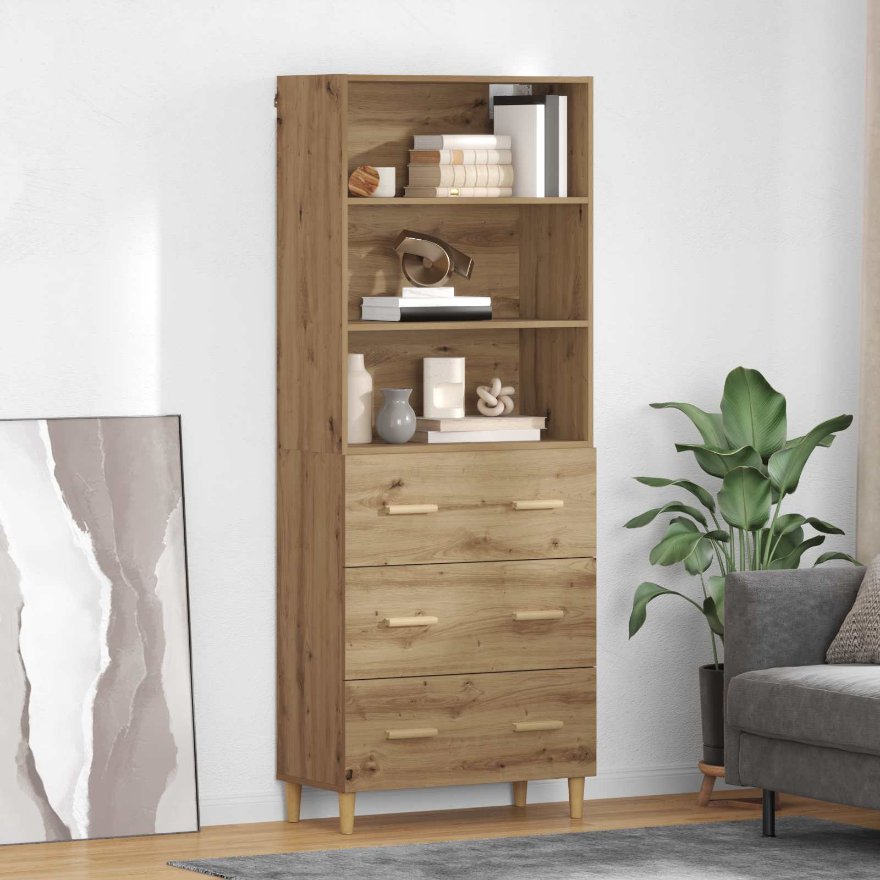 vidaXL Highboard Altholz 69,5 x 32,5 x 180 cm Holzwerkstoff