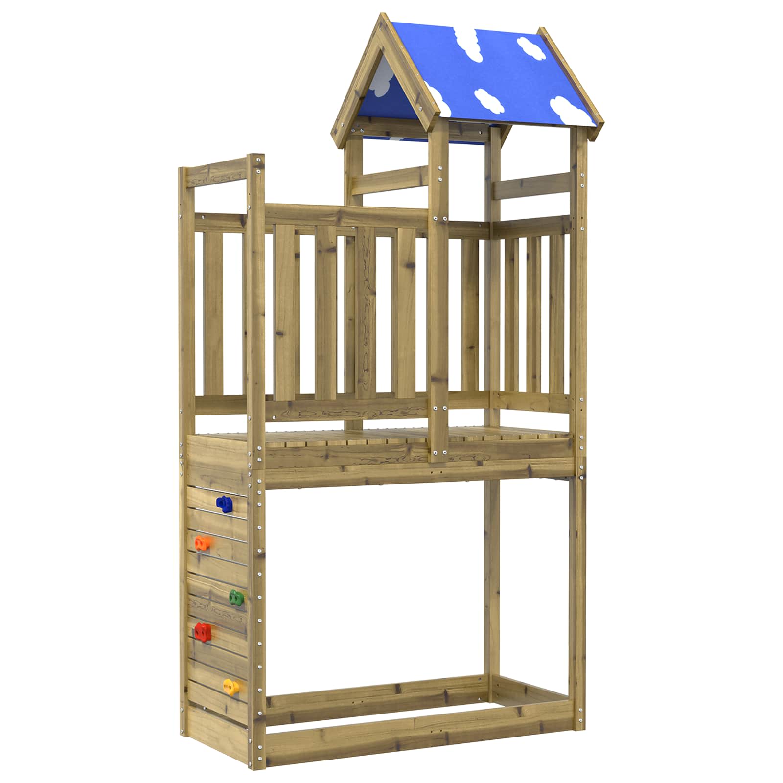vidaXL Spielturm Braun 110,5 x 52,5 x 215 cm Massives Kiefernholz