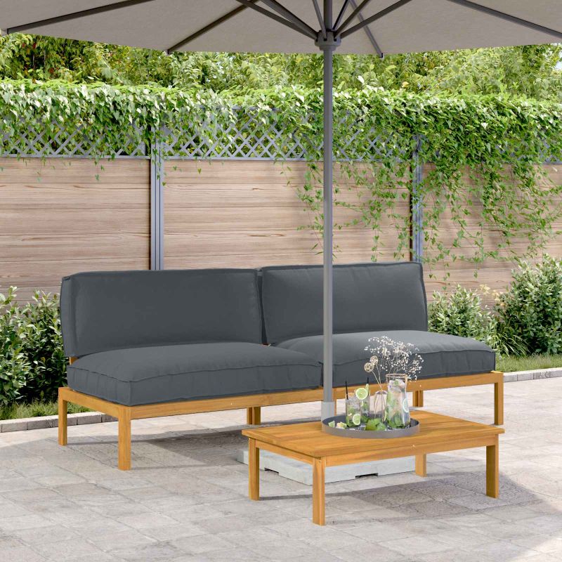 vidaXL Sofa Set Uni Anthrazit 131,5 x 92 x 69 cm Massivholz Akazie