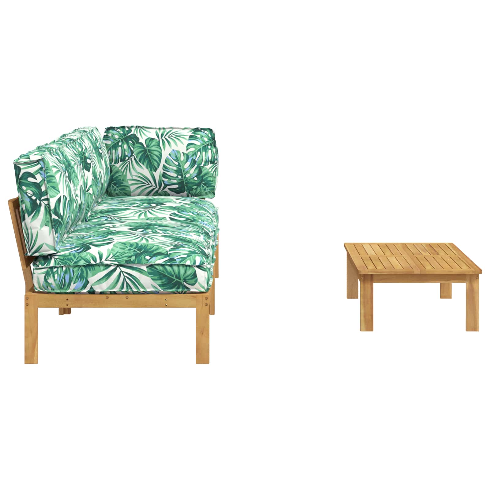 vidaXL Sofa Set mit Kissen Blatt 3 pcs Blattmuster Massivholz Akazie