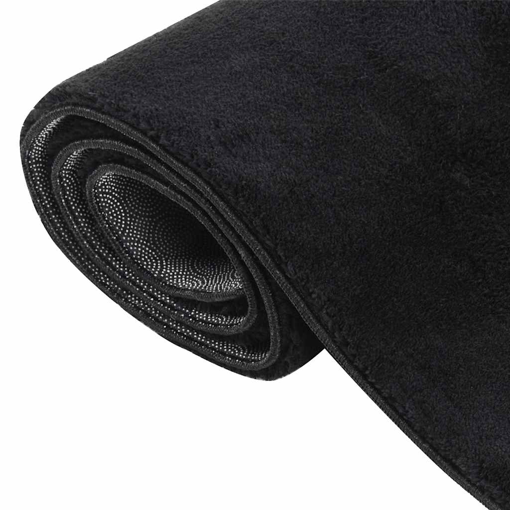 vidaXL Teppich Waschbar Flauschig Kurzflor 160x230 Rutschfest Schwarz