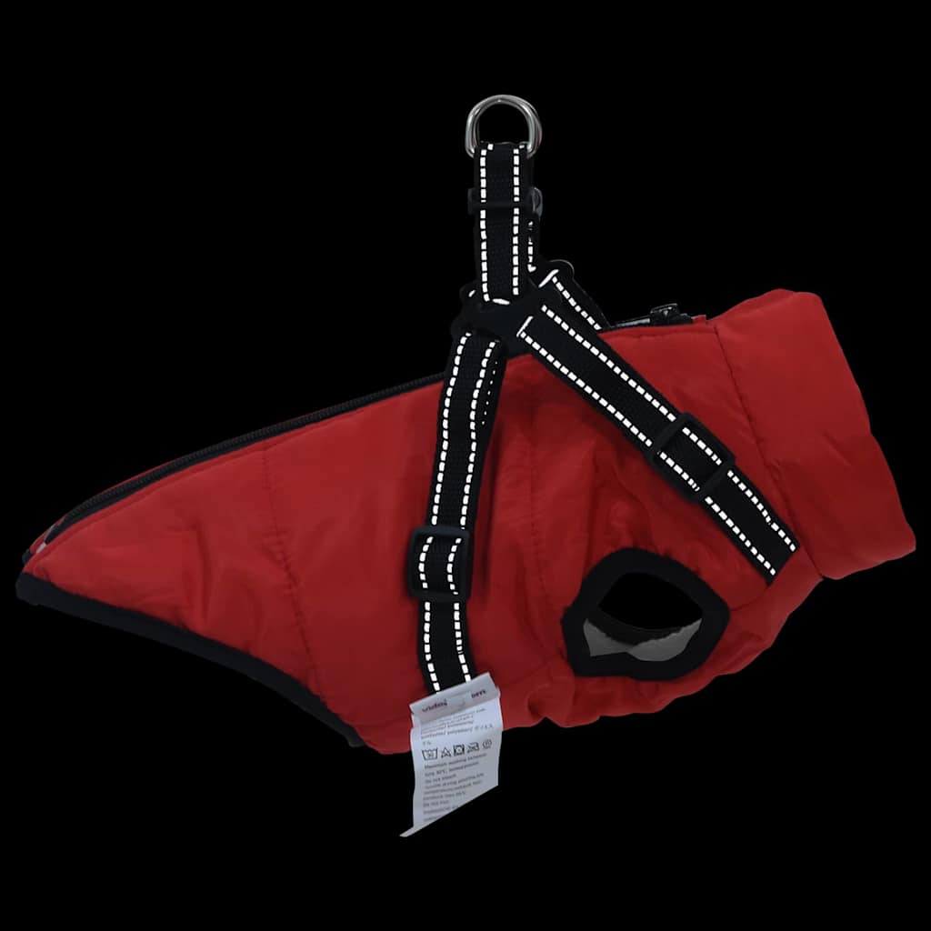 vidaXL Hundemantel mit Geschirr Rot S Fleece und Polyester